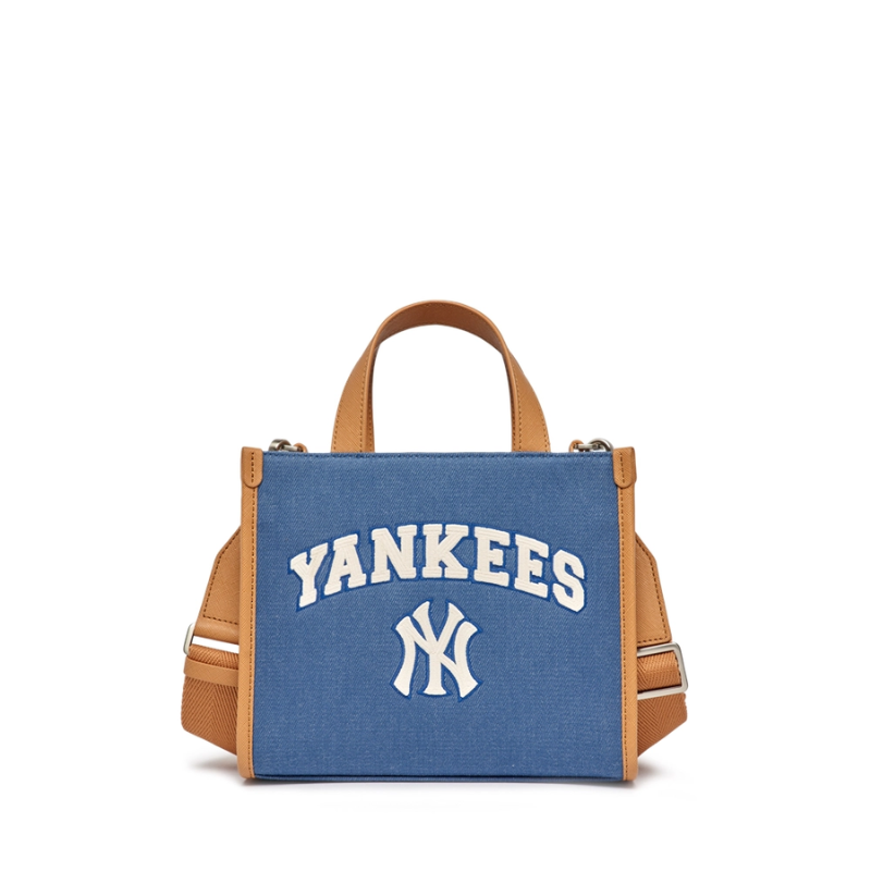 Túi Tote Bag MLB Varsity Basic Canvas Mini New York Yankees Xanh Nâu